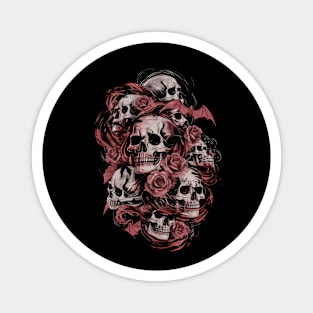 Skulls, Bats And Roses Magnet